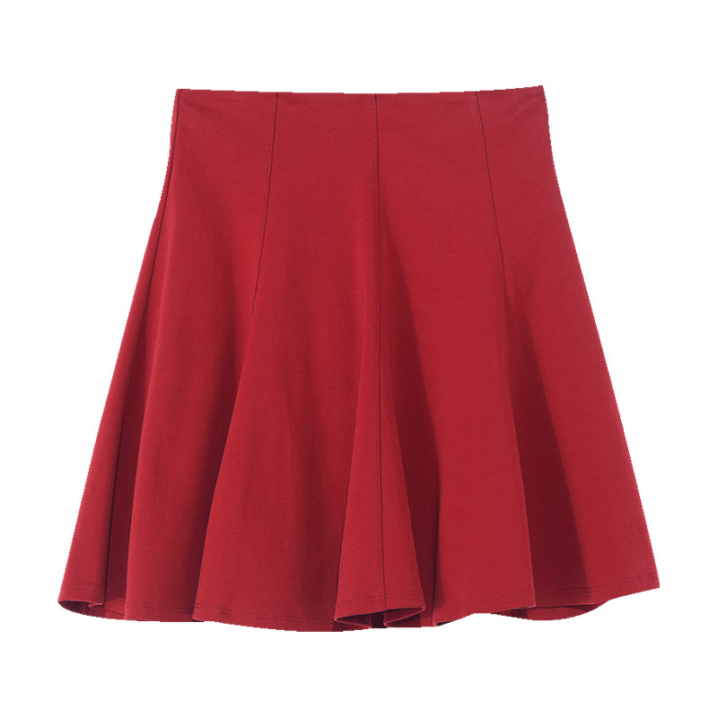 Chili Red Woven Mini Skirt GOELIA
