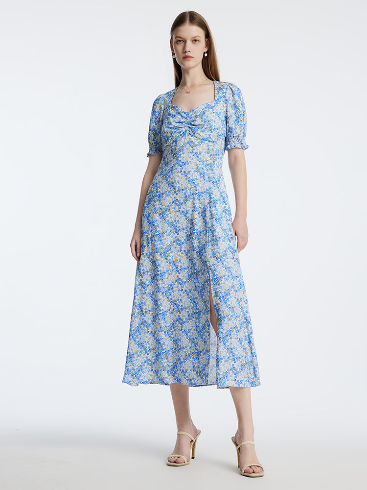 Floral Print Slit Ankle-Length Dress GOELIA