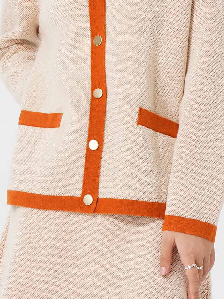 Orange&Beige Color Block Woven Suit GOELIA