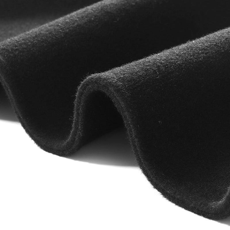Black Double-Breasted Button Wool Lapel Coat GOELIA