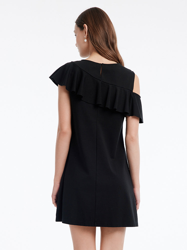 Asymmetrical Sleeve Knit Dress GOELIA