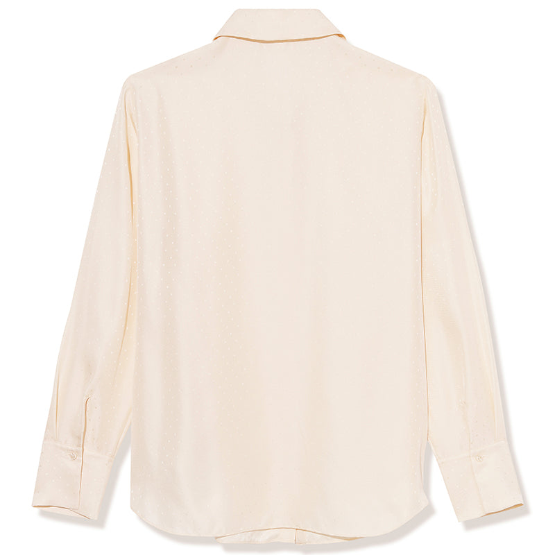 Apricot 16 MM Polka Dots Pure Silk Shirt GOELIA