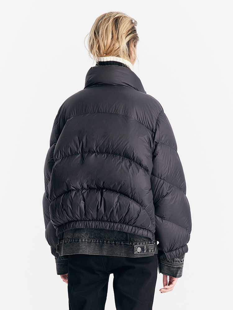 Patchwork Denim Goose Down Jacket GOELIA