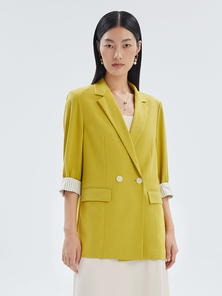 Scrunch Sleeve Relaxed One-Button Blazer GOELIA