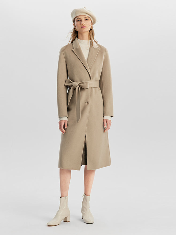 Wrapped Mulberry Silk Double-faced Woolen Coat GOELIA
