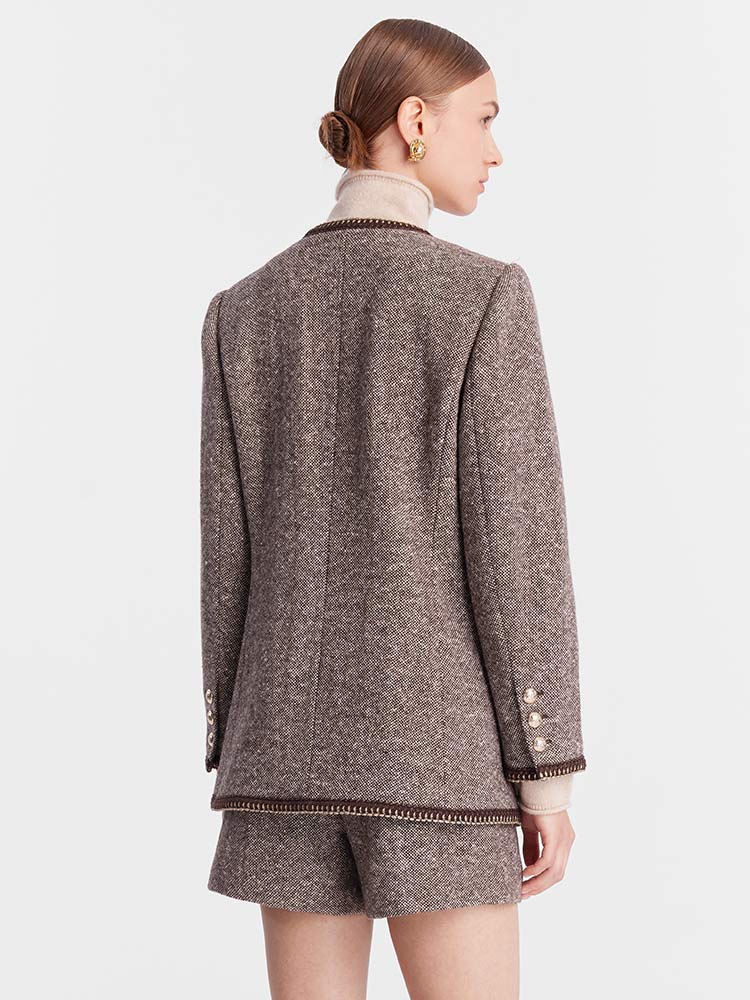Brown Wool Tweed Jacket GOELIA
