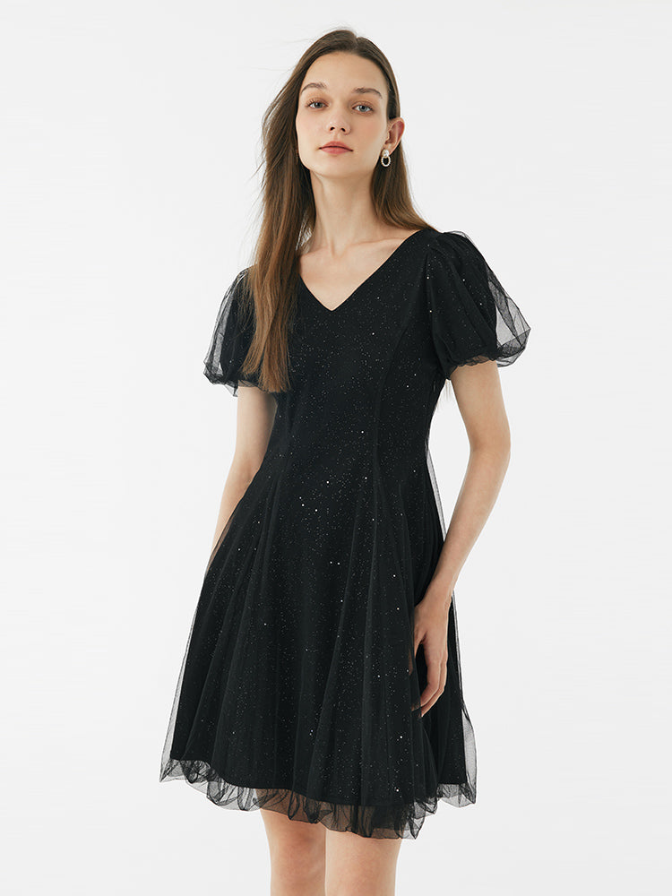 Sequined Fitted A-Shape Dress GOELIA