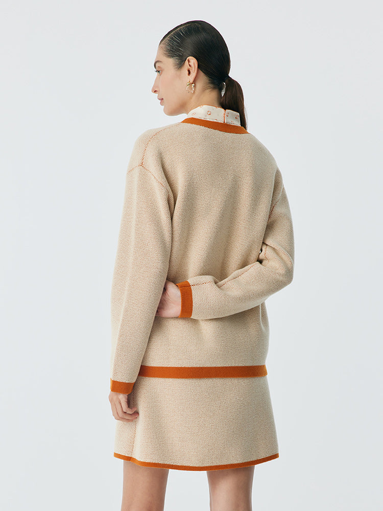 Orange&Beige Color Block Woven Suit GOELIA