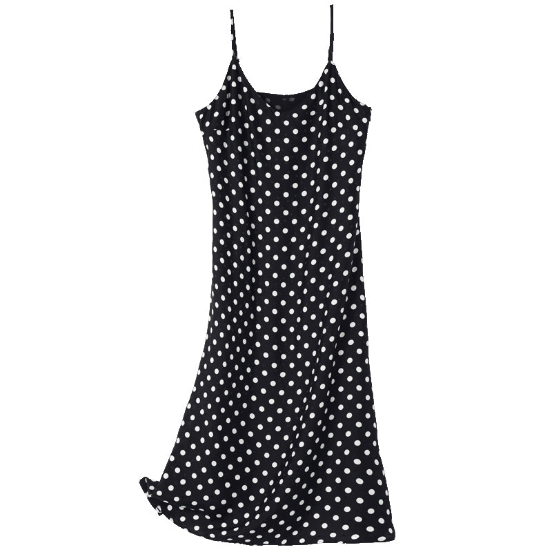 Silk Polka Dots Spaghetti Strap Maxi Dress – GOELIA