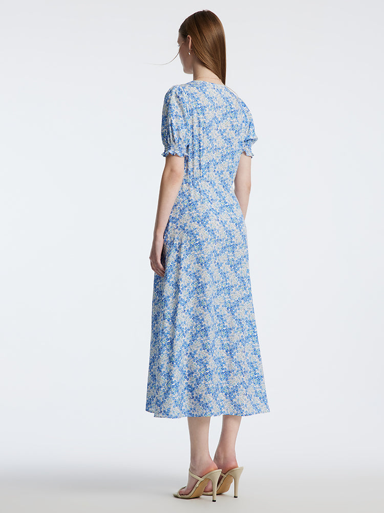 Floral Print Slit Ankle-Length Dress GOELIA