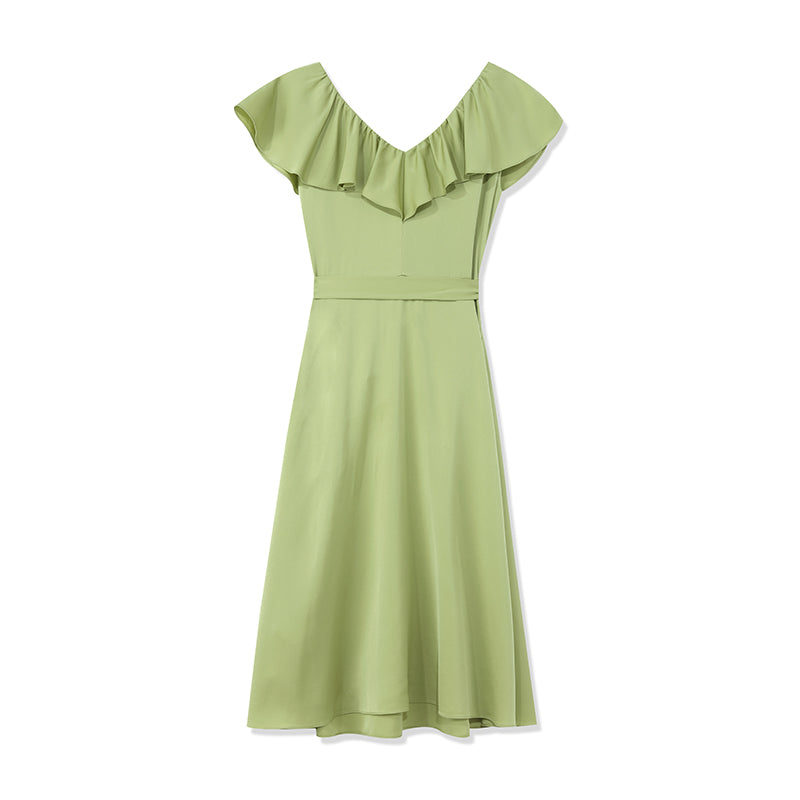 22Mm Silk Green Dress GOELIA