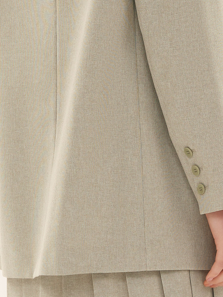 Green Two-Piece Slim Lapel Suit (Blazer+V-Neck Vest Dress) GOELIA