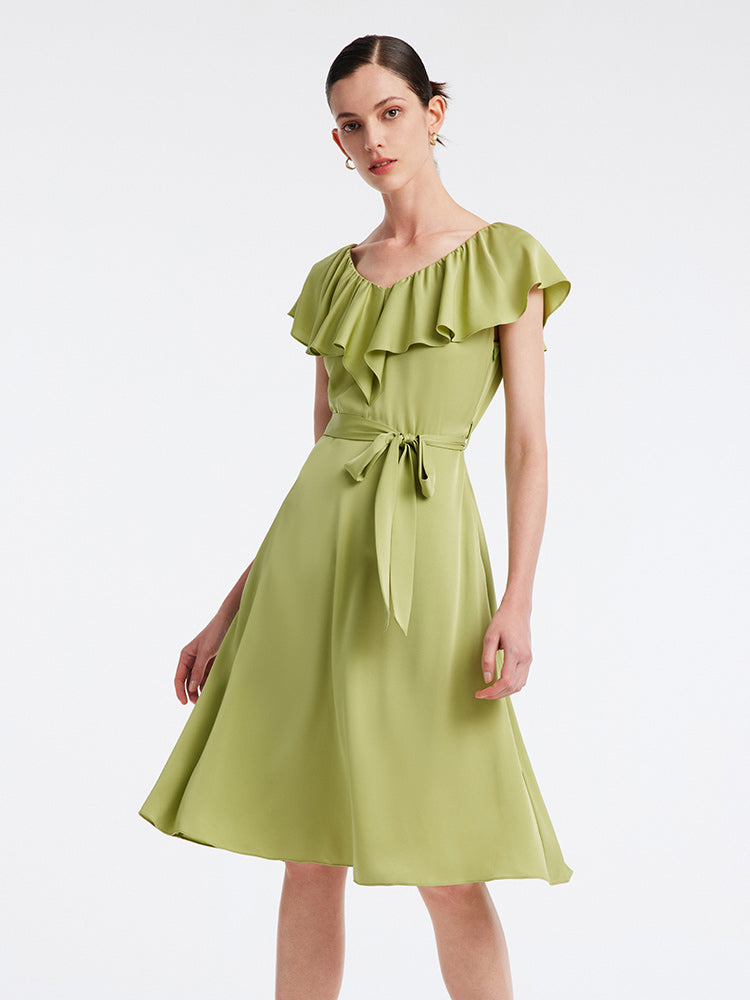 22 Momme Silk Green Midi Dress – GOELIA
