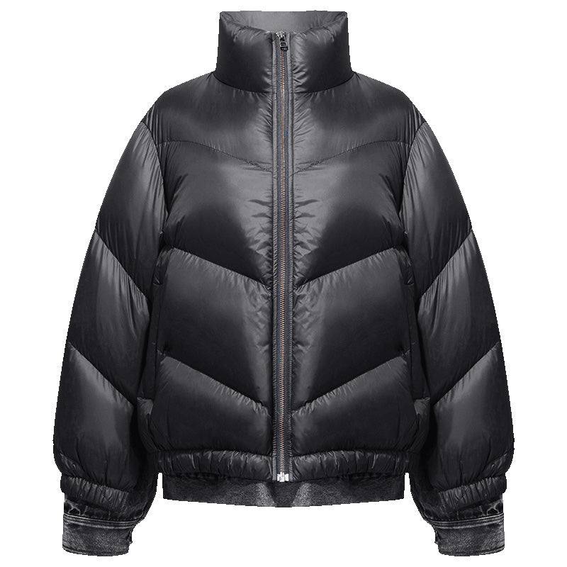 Patchwork Denim Goose Down Jacket GOELIA