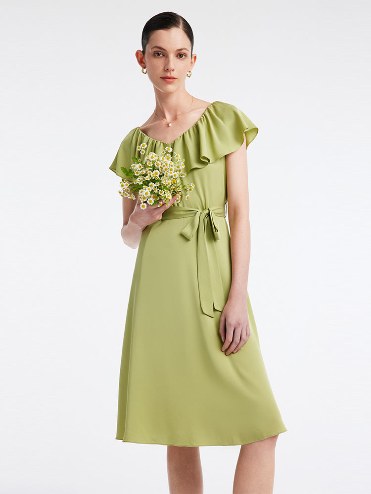 22Mm Silk Green Dress GOELIA