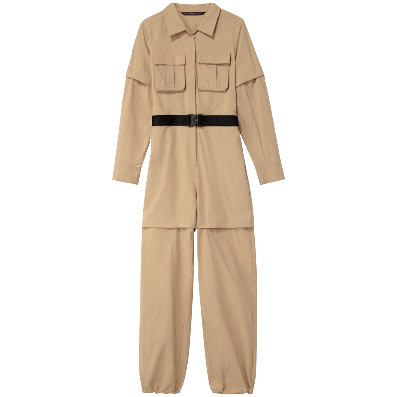 Khaki Detachable Stretchy Jumpsuit GOELIA