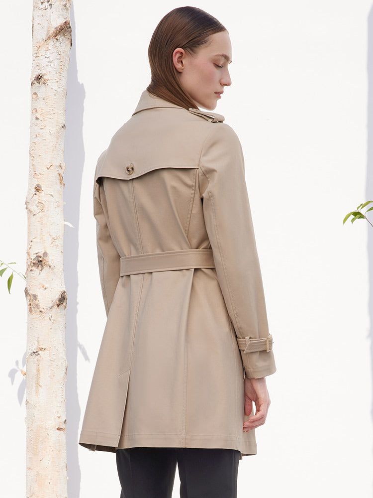Camel Double-Breasted Trench Coat – GOELIA