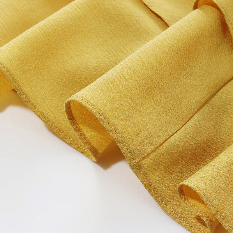 Yellow Ruffle Sleeve Two-Piece Suit GOELIA