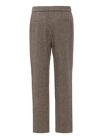 Coffee Brown Washable Wool Tapered Trousers GOELIA