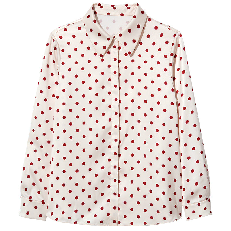 Red Polka Dots Print Shirt GOELIA