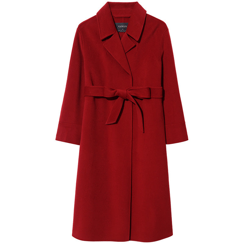 Silk Wool Lapel Double Woolen Coat GOELIA
